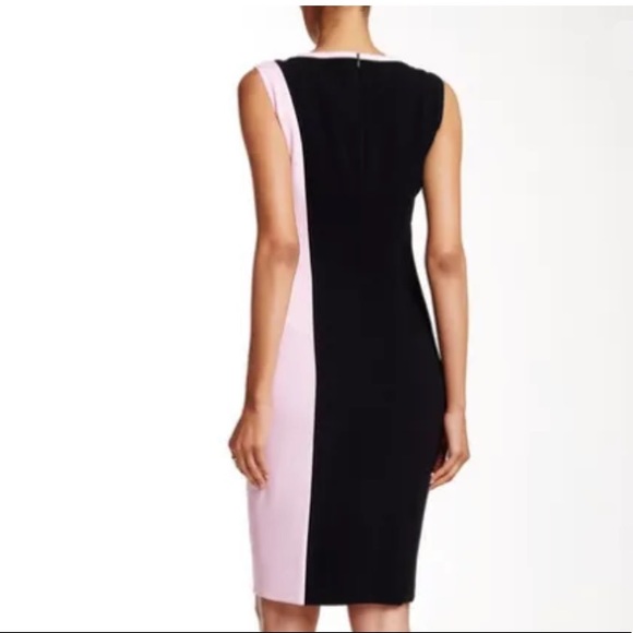 NWT Basler Ruffle Trim Sheath Dress Black/Pink Size 40 (US 8) - Picture 2 of 3